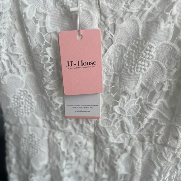JJ’s House Lace Wedding Dress Sweetheart Asymmetrical Tea-Length NWT Size Small - Picture 6 of 10